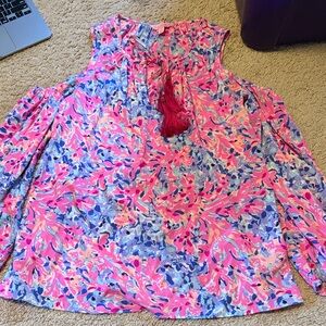 Lilly Pulitzer Vibrant Pink and Blue Blouse